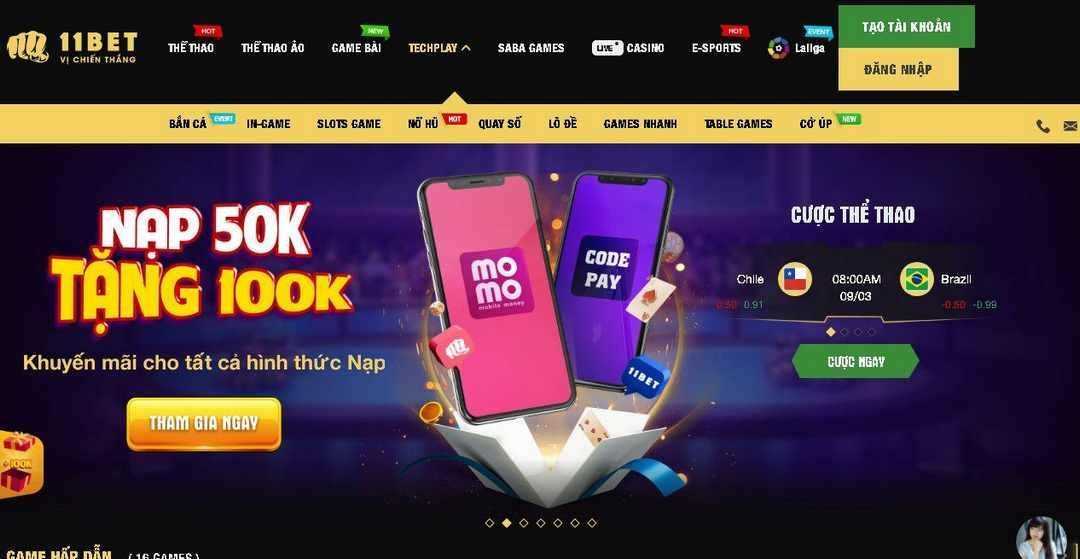 Casino 11bet được đầu tư mạnh mẽ 